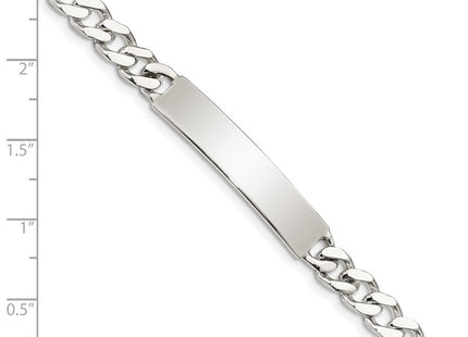 Sterling Silver Polished Engraveable Curb Link ID Bracelet