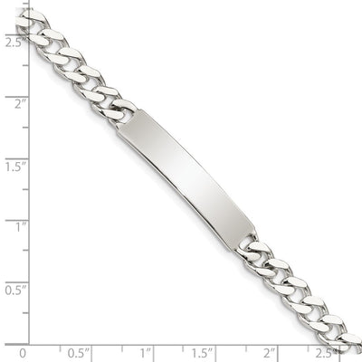 Sterling Silver Polished Engraveable Curb Link ID Bracelet, 7 x 7mm