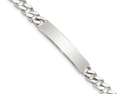 Sterling Silver Polished Engraveable Curb Link ID Bracelet