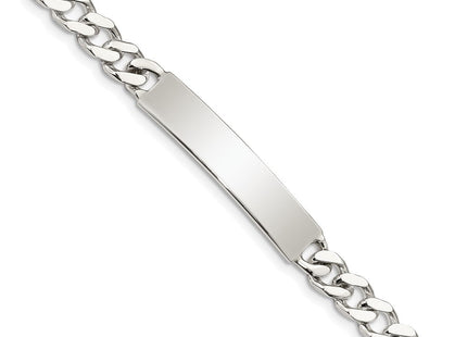 Sterling Silver Polished Engraveable Curb Link ID Bracelet