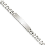 Sterling Silver Polished Engraveable Curb Link ID Bracelet, 7 x 7mm view