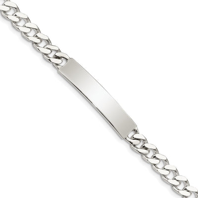 Sterling Silver Polished Engraveable Curb Link ID Bracelet, 7 x 7mm