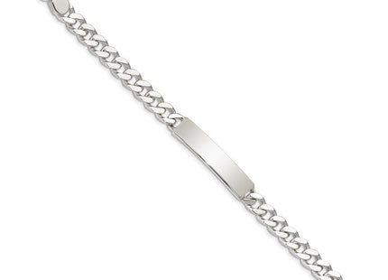 Sterling Silver Polished Engraveable Curb Link ID Bracelet