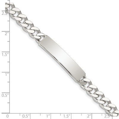 Sterling Silver Polished Engraveable Curb Link ID Bracelet, 7 x 8mm