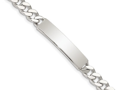 Sterling Silver Polished Engraveable Curb Link ID Bracelet