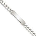 Sterling Silver Polished Engraveable Curb Link ID Bracelet, 7 x 8mm view
