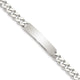 Sterling Silver Polished Engraveable Curb Link ID Bracelet, 7 x 8mm