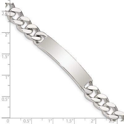 Sterling Silver Polished Engraveable Curb Link ID Bracelet, 8 x 9mm