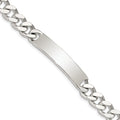 Sterling Silver Polished Engraveable Curb Link ID Bracelet, 8 x 9mm