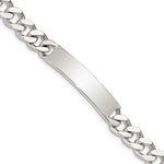 Sterling Silver Polished Engraveable Curb Link ID Bracelet, 8 x 9mm view