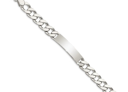Sterling Silver Polished Engraveable Curb Link ID Bracelet