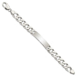 Sterling Silver Polished Engraveable Curb Link ID Bracelet, 7.5 x 10mm view