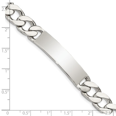 Sterling Silver Polished Engraveable Curb Link ID Bracelet, 7.5 x 10mm