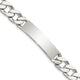 Sterling Silver Polished Engraveable Curb Link ID Bracelet, 7.5 x 10mm