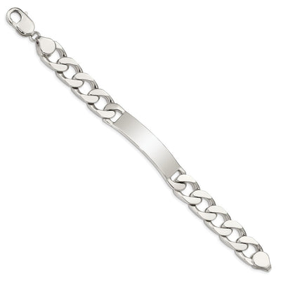 Sterling Silver Polished Engraveable Curb Link ID Bracelet, 7.5 x 11mm
