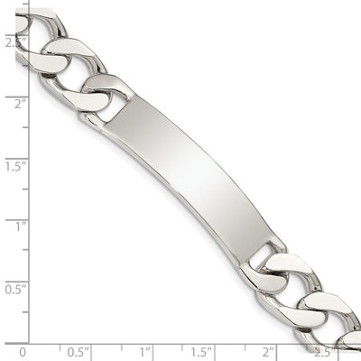 Sterling Silver Polished Engraveable Curb Link ID Bracelet, 7.5 x 11mm