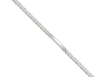 Sterling Silver Polished Engraveable Anchor Link ID Bracelet