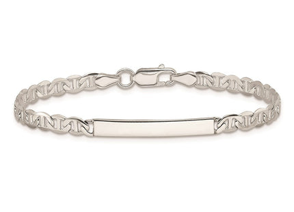 Sterling Silver Polished Engraveable Anchor Link ID Bracelet
