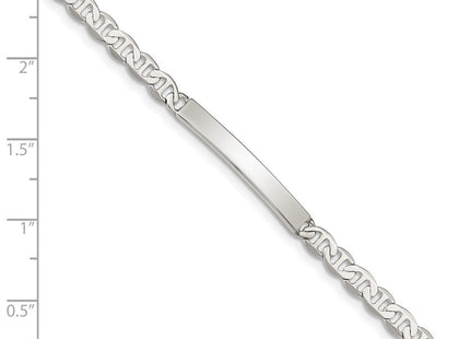 Sterling Silver Polished Engraveable Anchor Link ID Bracelet