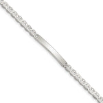 Sterling Silver Polished Engraveable Anchor Link ID Bracelet, 7 x 4mm view