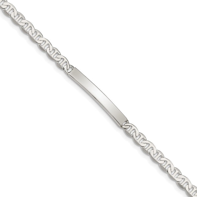 Sterling silver ID bracelet, 7x4mm plate on a anchor link chain, engravable