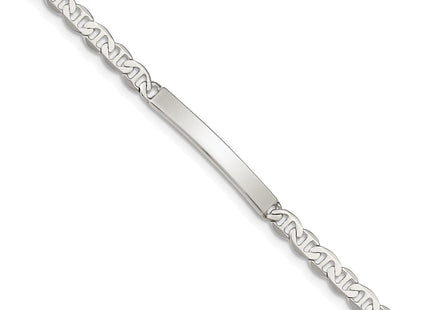 Sterling Silver Polished Engraveable Anchor Link ID Bracelet