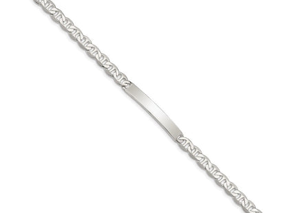 Sterling Silver Polished Engraveable Anchor Link ID Bracelet