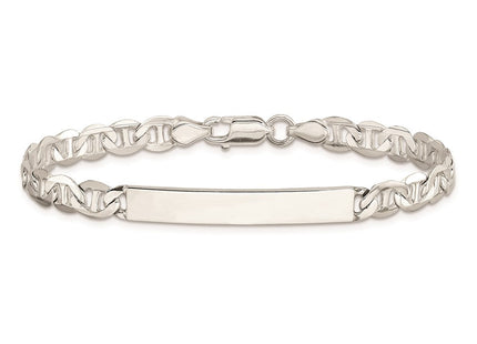 Sterling Silver Polished Engraveable Anchor Link ID Bracelet