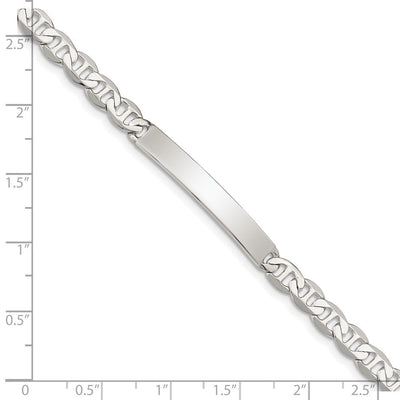 Sterling Silver Polished Engraveable Anchor Link ID Bracelet, 7 x 5mm