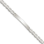Sterling Silver Polished Engraveable Anchor Link ID Bracelet, 7 x 5mm view