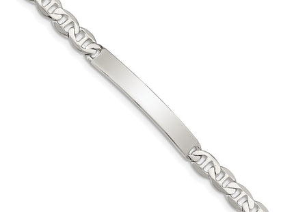 Sterling Silver Polished Engraveable Anchor Link ID Bracelet