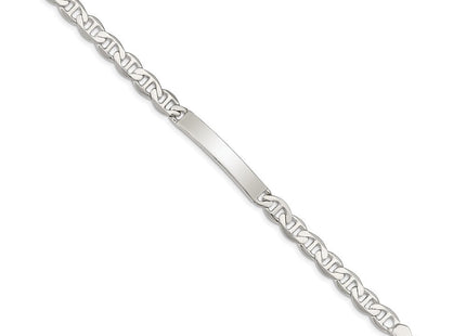 Sterling Silver Polished Engraveable Anchor Link ID Bracelet