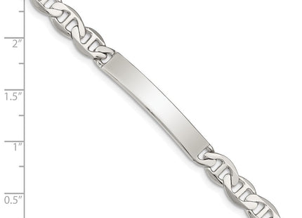 Sterling Silver Polished Engraveable Anchor Link ID Bracelet