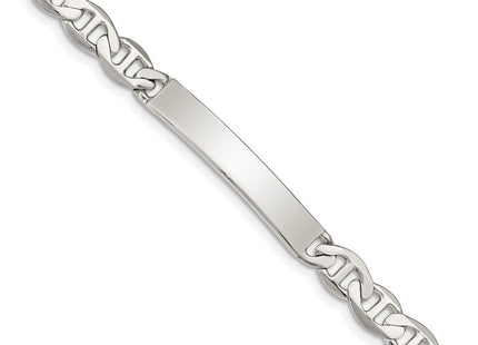 Sterling Silver Polished Engraveable Anchor Link ID Bracelet