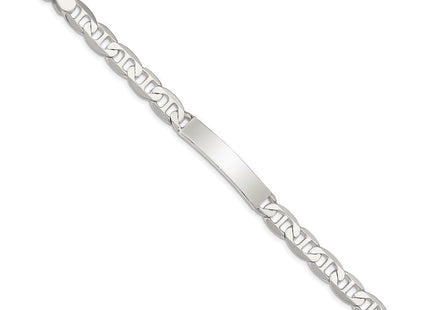 Sterling Silver Polished Engraveable Anchor Link ID Bracelet