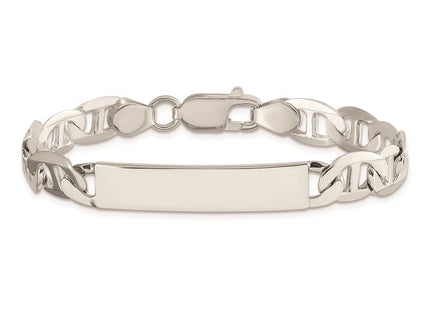 Sterling Silver Polished Engraveable Anchor Link ID Bracelet