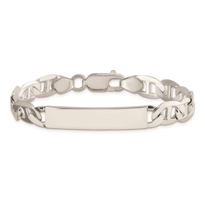 Sterling Silver Polished Engraveable Anchor Link ID Bracelet, 7 x 8mm