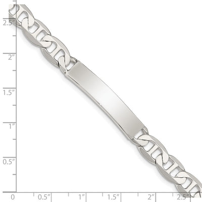 Sterling Silver Polished Engraveable Anchor Link ID Bracelet, 7 x 8mm