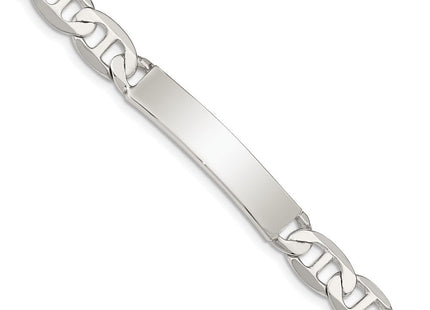 Sterling Silver Polished Engraveable Anchor Link ID Bracelet