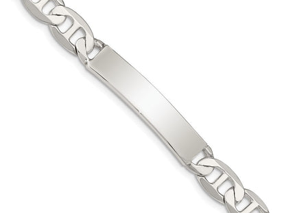 Sterling Silver Polished Engraveable Anchor Link ID Bracelet