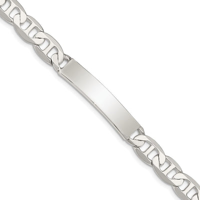 Sterling Silver Polished Engraveable Anchor Link ID Bracelet, 7 x 8mm