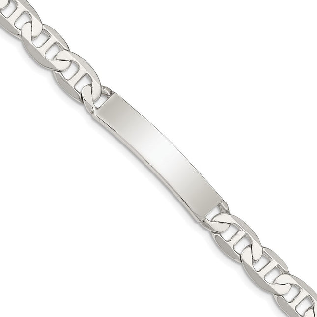 Sterling Silver Polished Engraveable Anchor Link ID Bracelet, 7 x 8mm