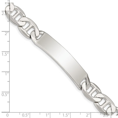 Sterling Silver Polished Engraveable Anchor Link ID Bracelet