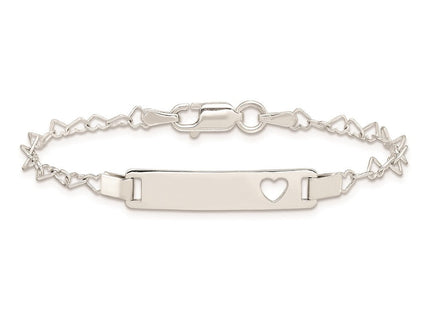 Sterling Silver Heart Baby ID Bracelet (Style QID150-6)