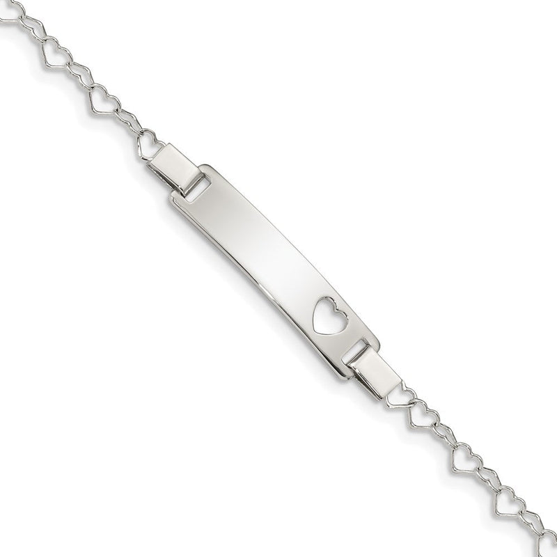 Sterling silver heart ID bracelet