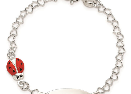 Sterling Silver Polished Lady Bug Baby Engraveable ID Bracelet (Style QID172-6)