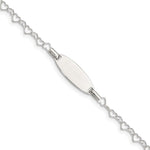 Sterling Silver Polished Engraveable Children's ID Heart Link Bracelet view