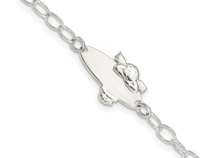Sterling Silver Polished Angel Baby Engraveable ID Bracelet (Style QID175-6)