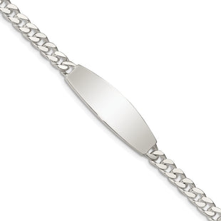 Sterling Silver Curb Link ID Bracelet (Style QID181-7.5)
