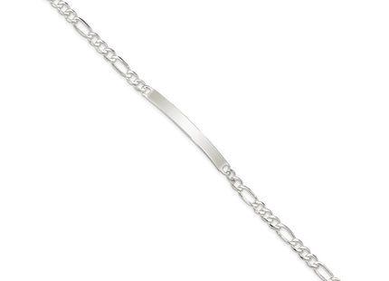 Sterling Silver Figaro Link ID Bracelet (Style QID184-7.5)